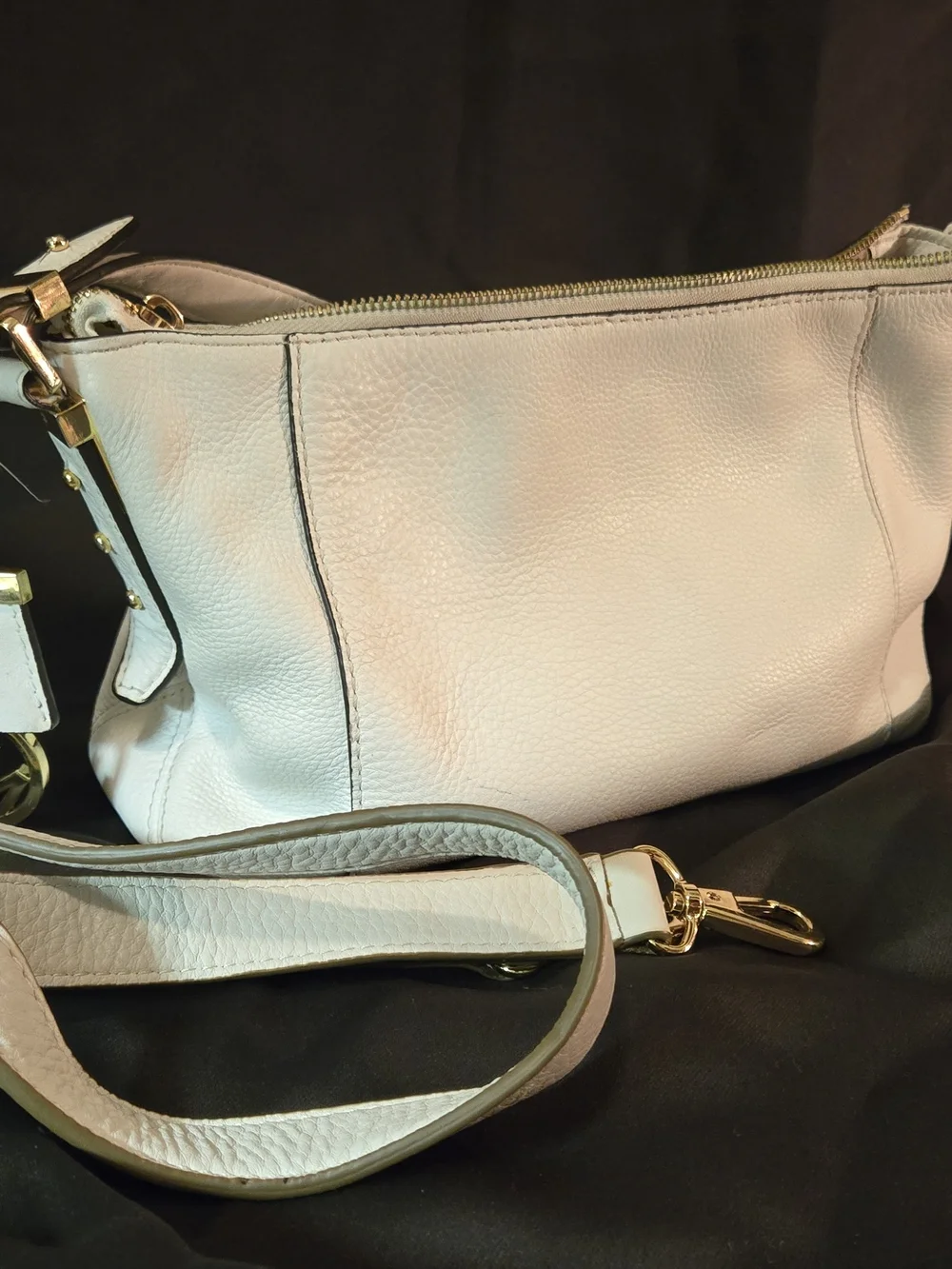 Michael Koros Women's Leather Crossbody Bag in White - Gold Hardware